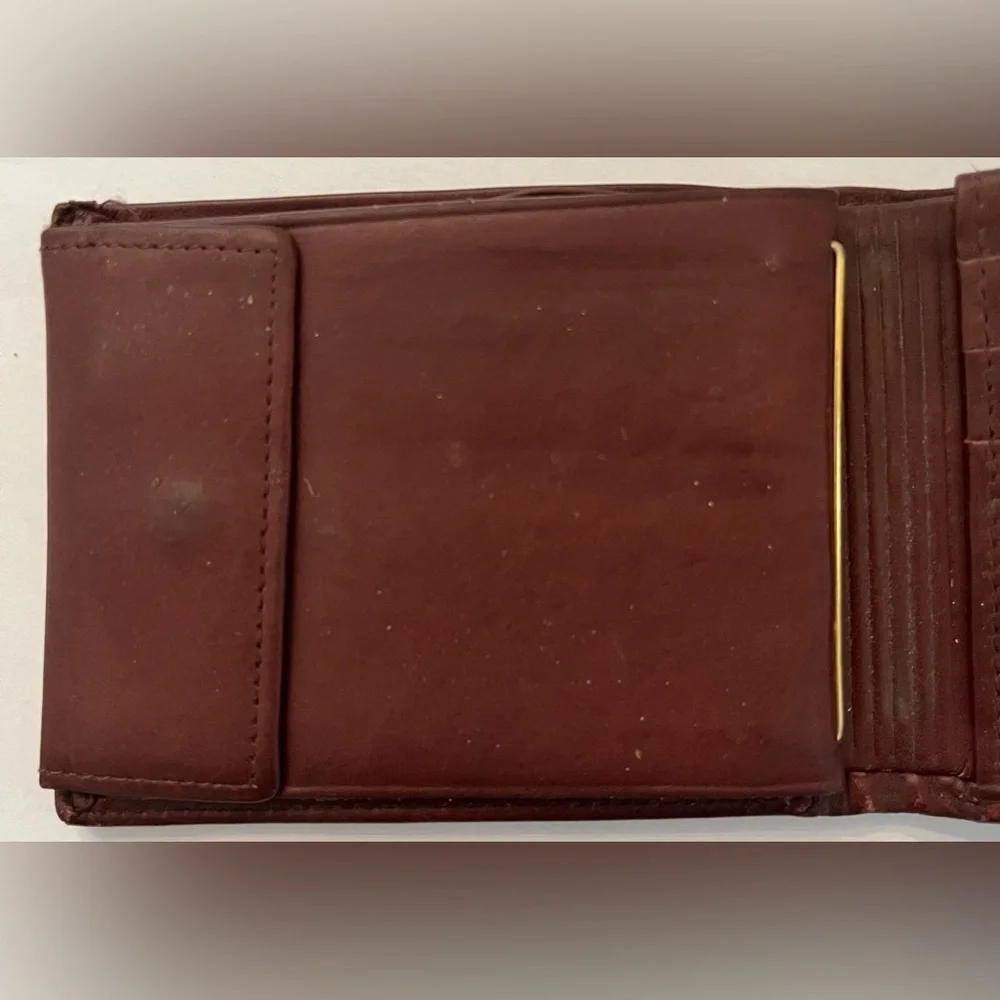 Vintage guess Mens passcase wallet buxton top grain cowhide brown